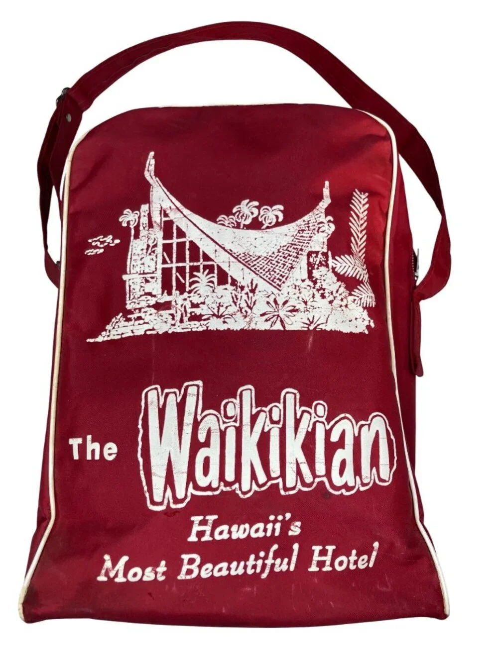 Vintage Waikikian Hotel Shoulder Bag Hawaii Vacation Souvenir Tote Travel